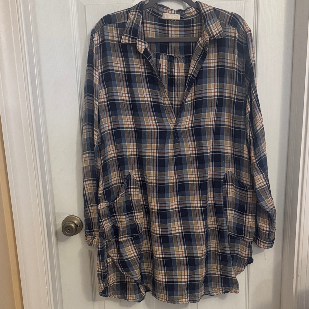 CP Shades Plaid Tunic in Blue and Tan